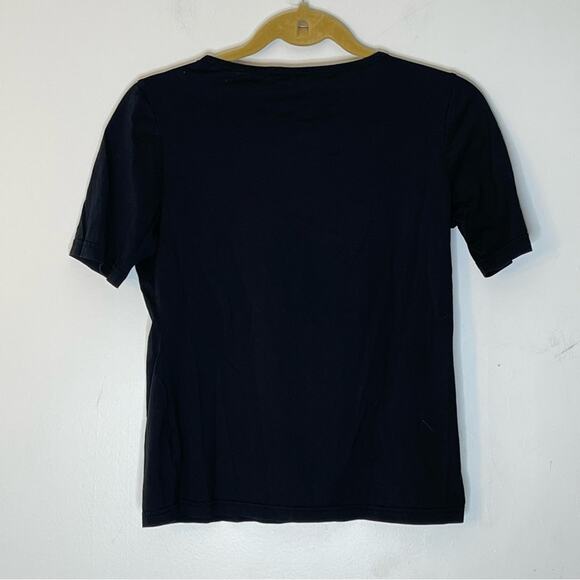 LOUIS VUITTON Uniformes Black Crewneck Short Sleeve 100% Cotton Top Size Medium - Picture 3 of 5